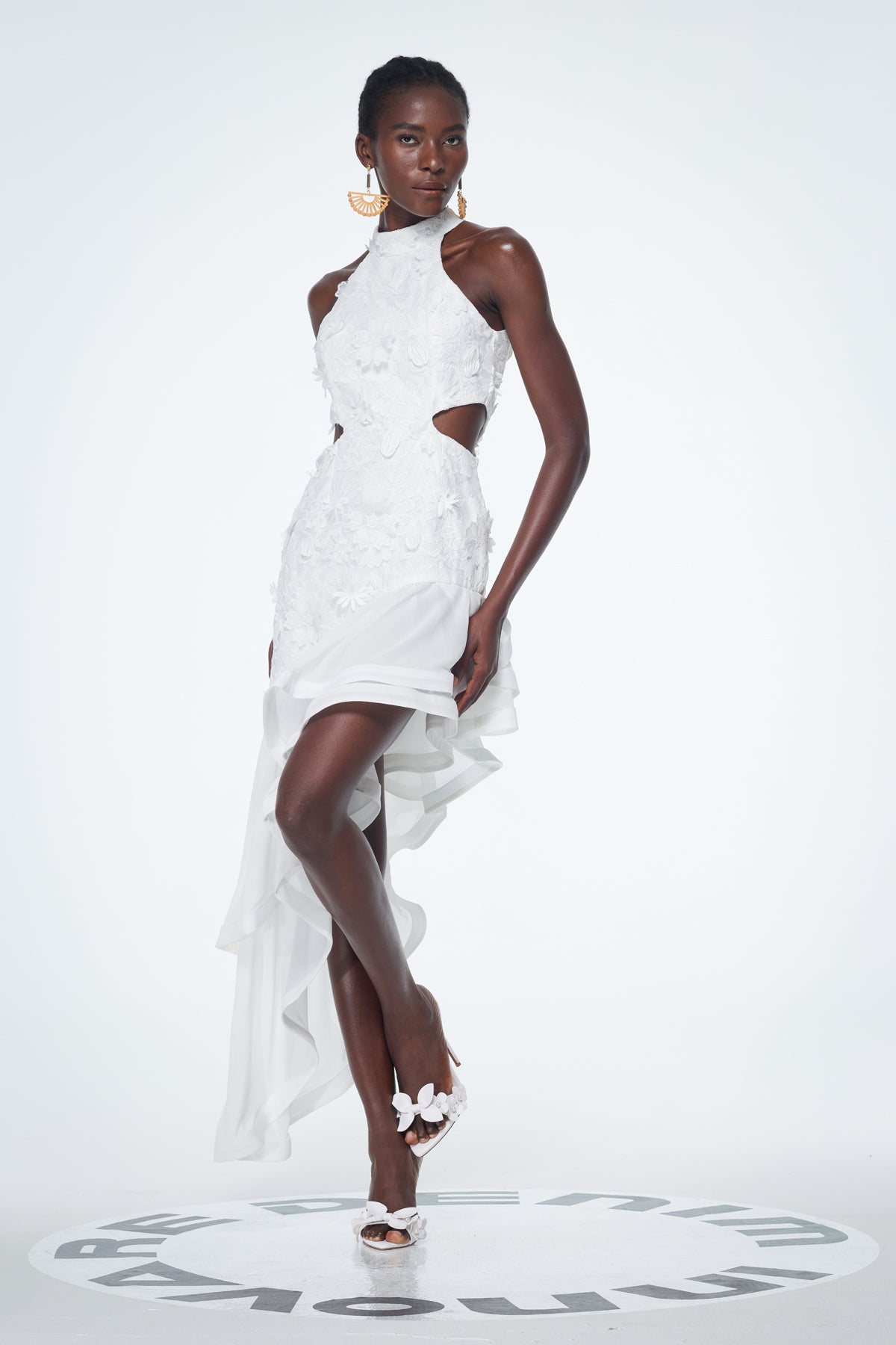 Bacchus Cutout Flower Asymmetric Mini Dress