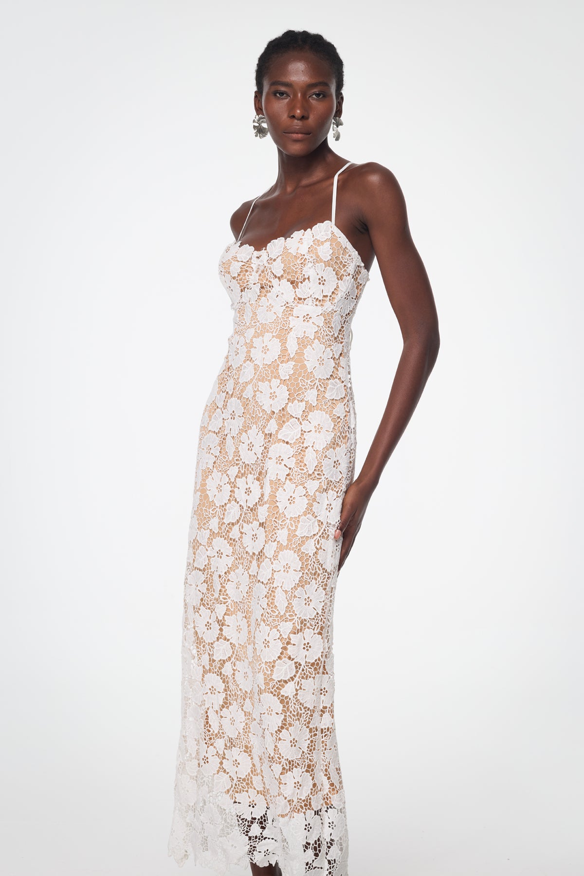 Bagrat Lace Spaghetti Lace Up Maxi Dress