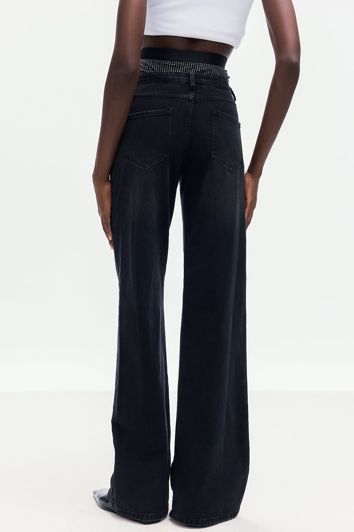 Bahari Cutout Deconstruct Jeans In Black