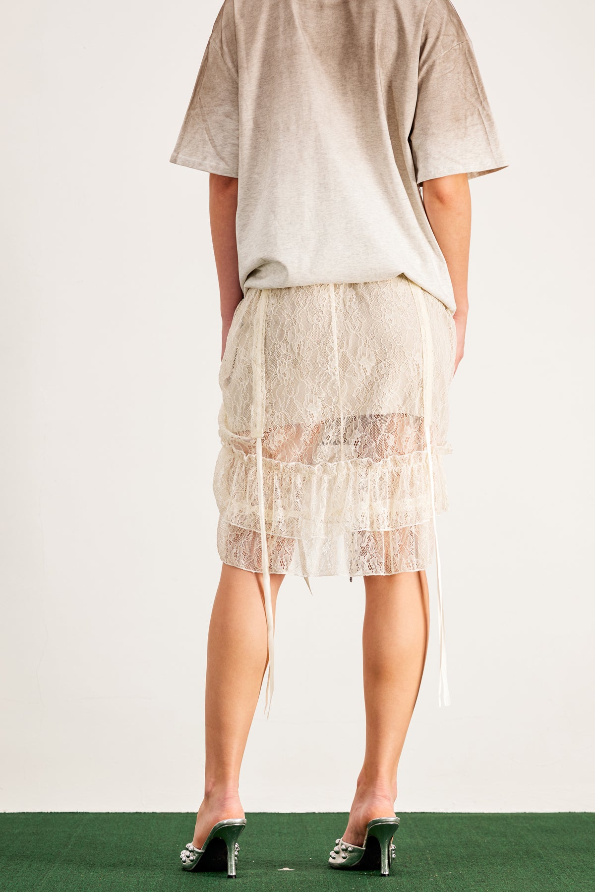 Bambi Lace Drawstring Midi Skirt