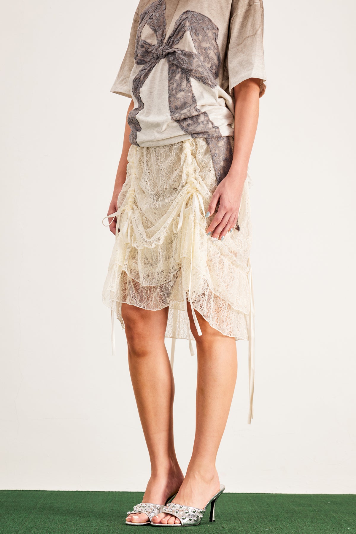 Bambi Lace Drawstring Midi Skirt