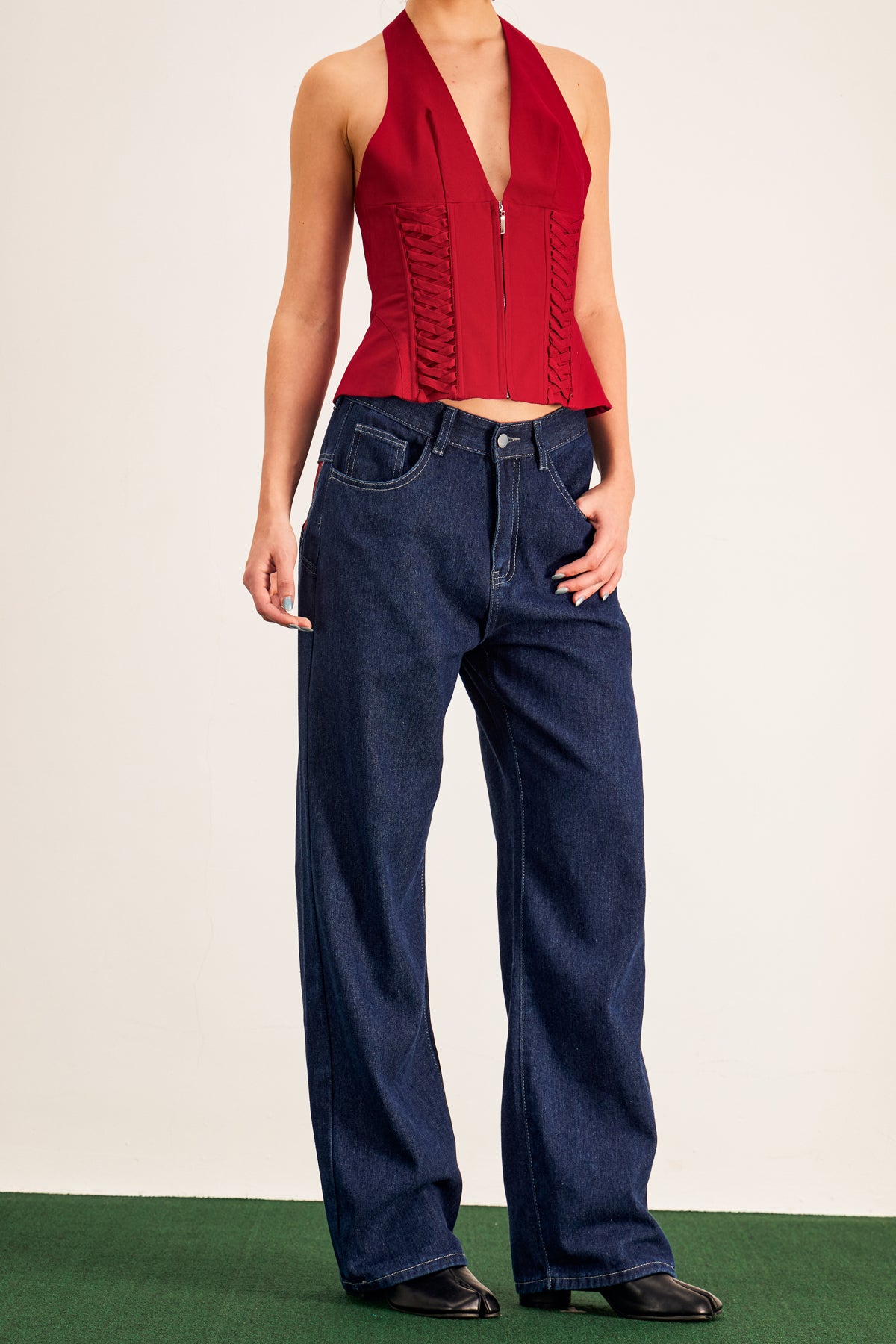 Banquo Star Wide Leg Jeans In Dark Wash