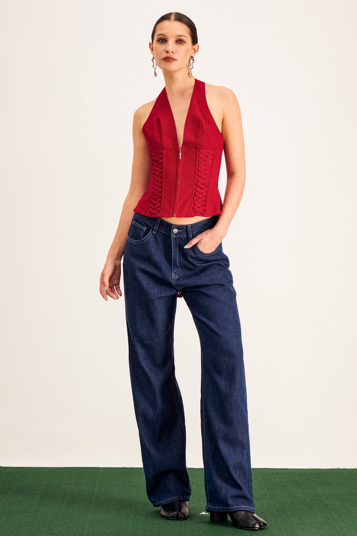 Banquo Star Wide Leg Jeans In Dark Wash