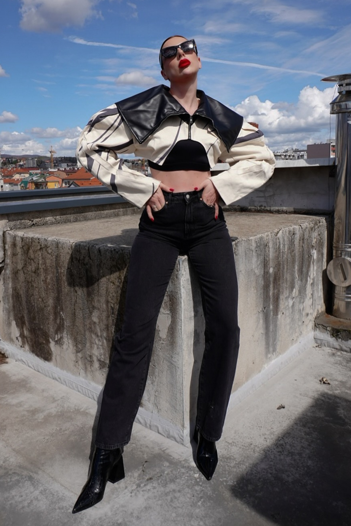 Barbara Leather Stripe Short Jacket