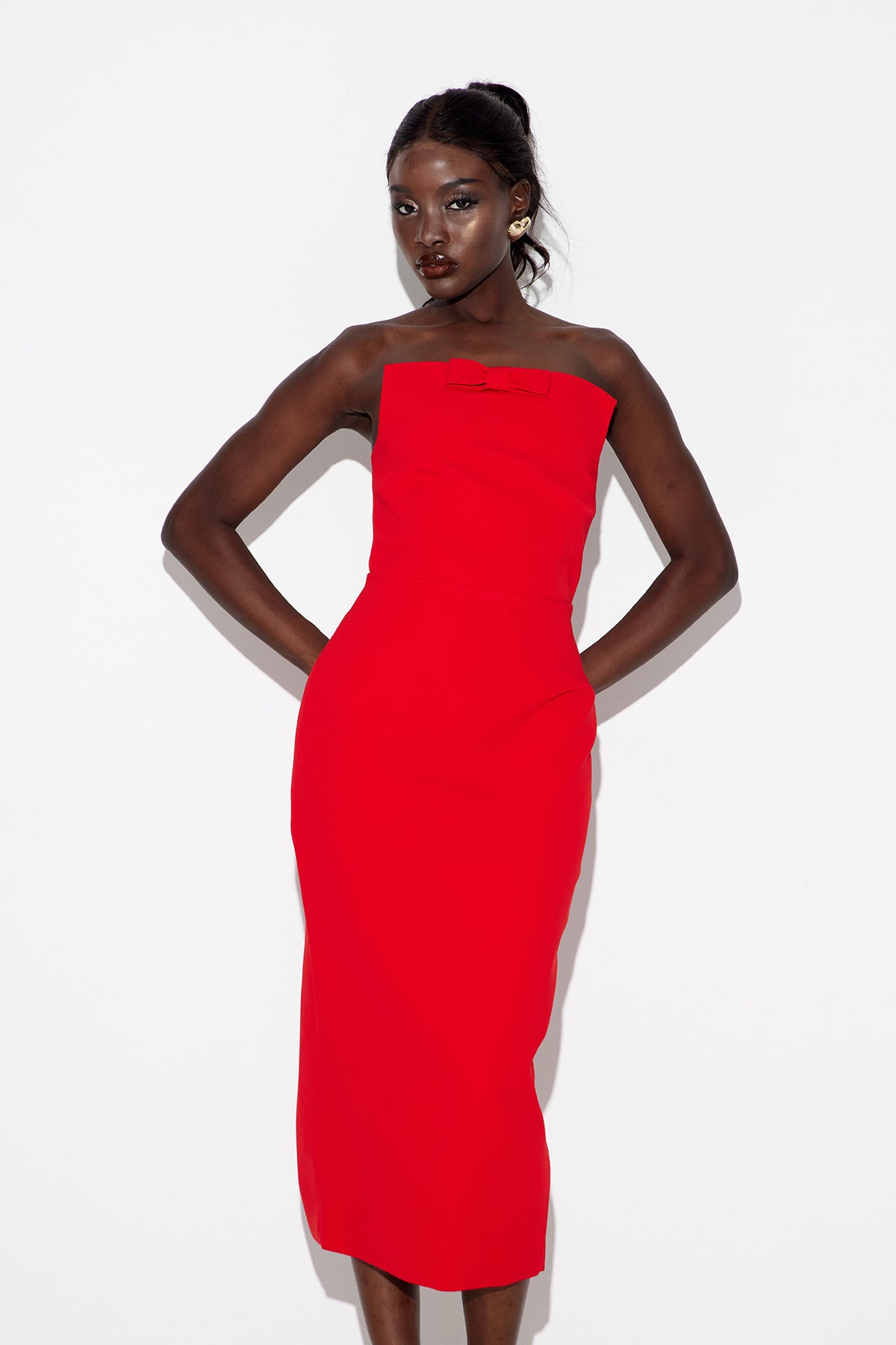 Bastien Strapless Maxi Dress In Red