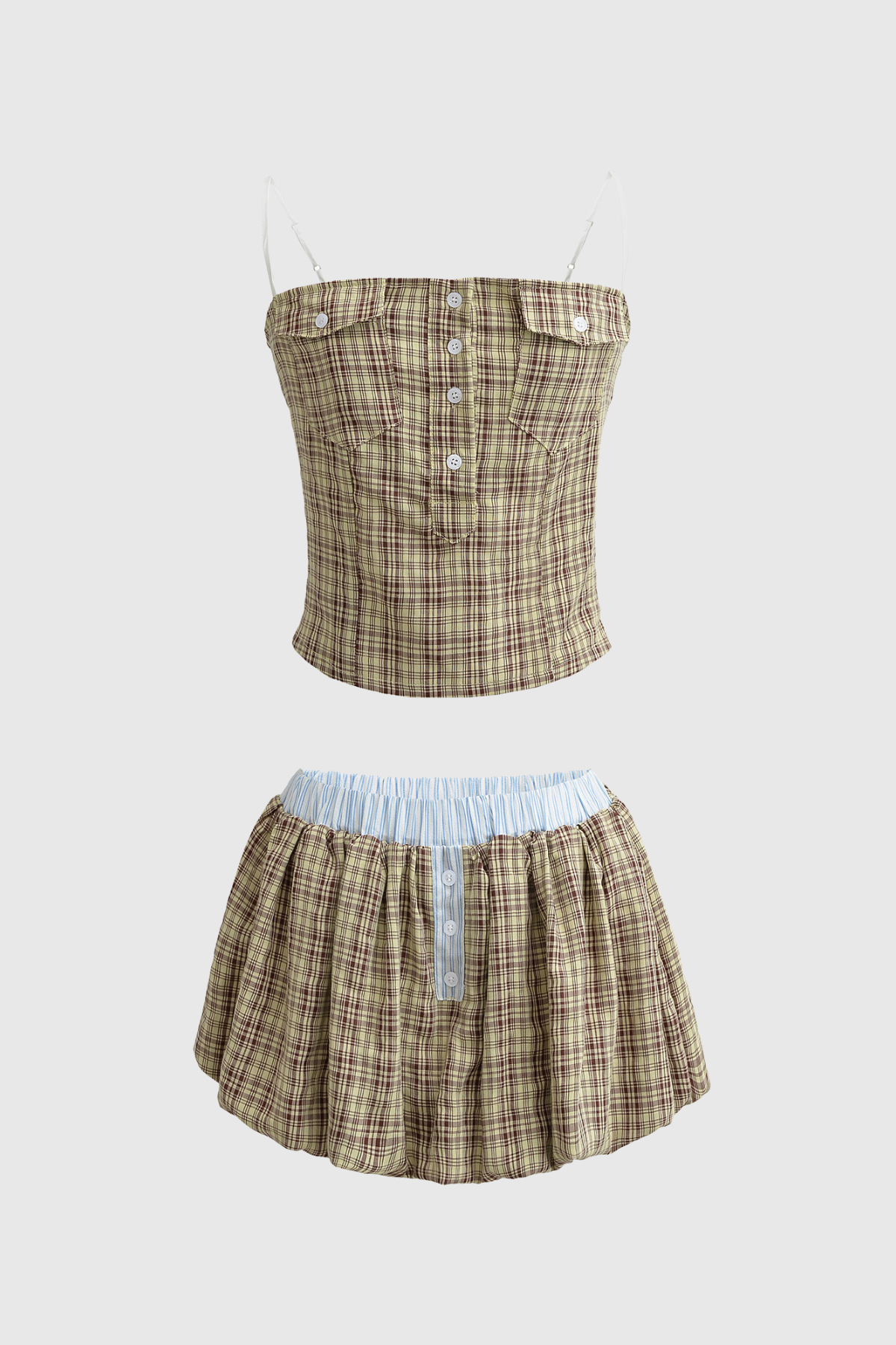 Basu Stripe Spaghetti Skirt Set