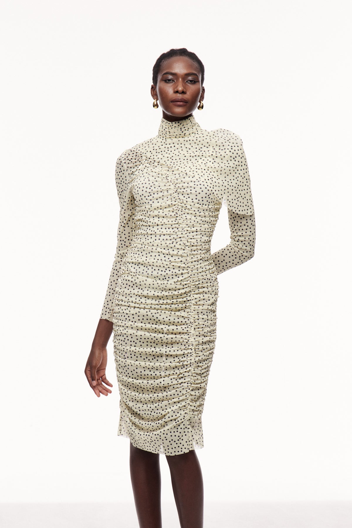 Bau Asymmetric Ruch Shawl Midi Dress