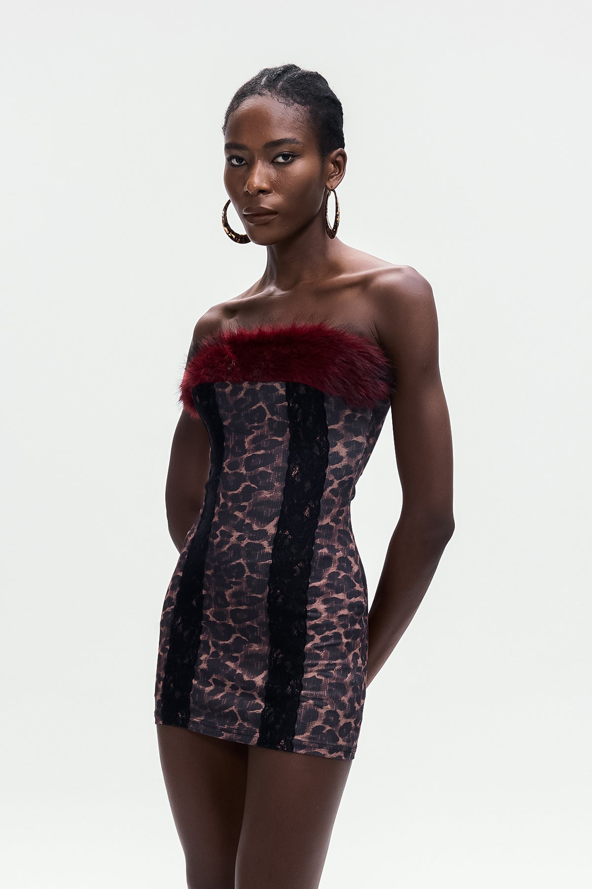 Bea Leopard Faux Fur Bodycon Mini Dress