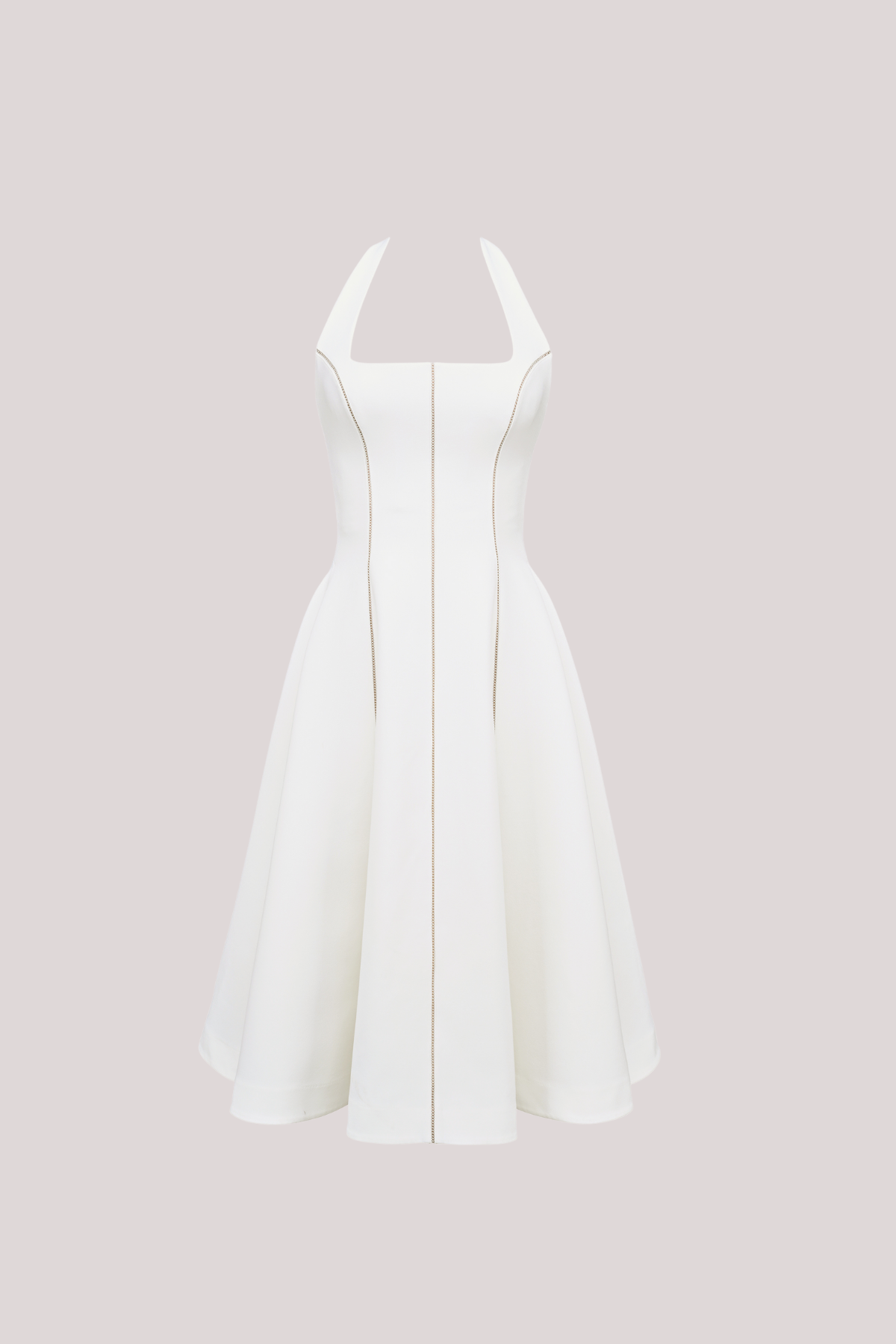 Beckham Halter Neck Stripe Ruffle Midi Dress