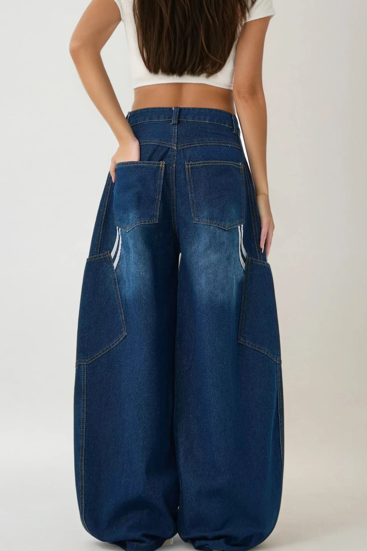 Bee Stripe Pocket Barrel Jeans