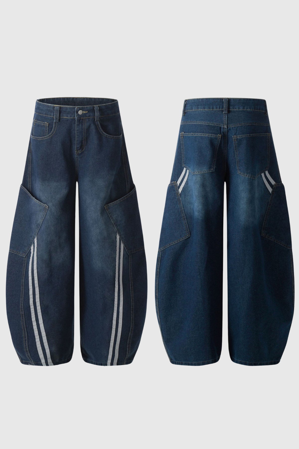 Bee Stripe Pocket Barrel Jeans