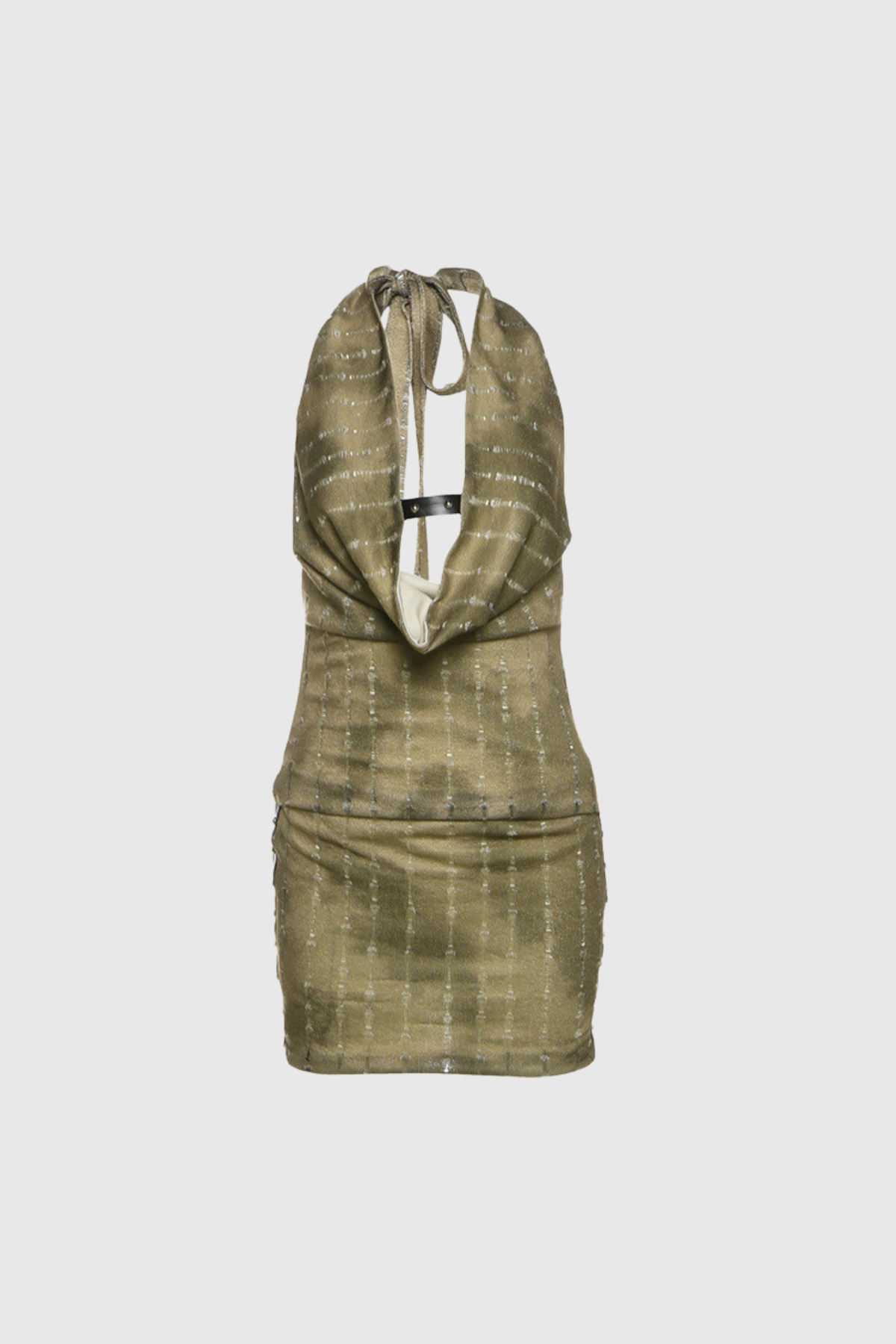 Behar Cowl Neck Backless Lace Up Mini Dress