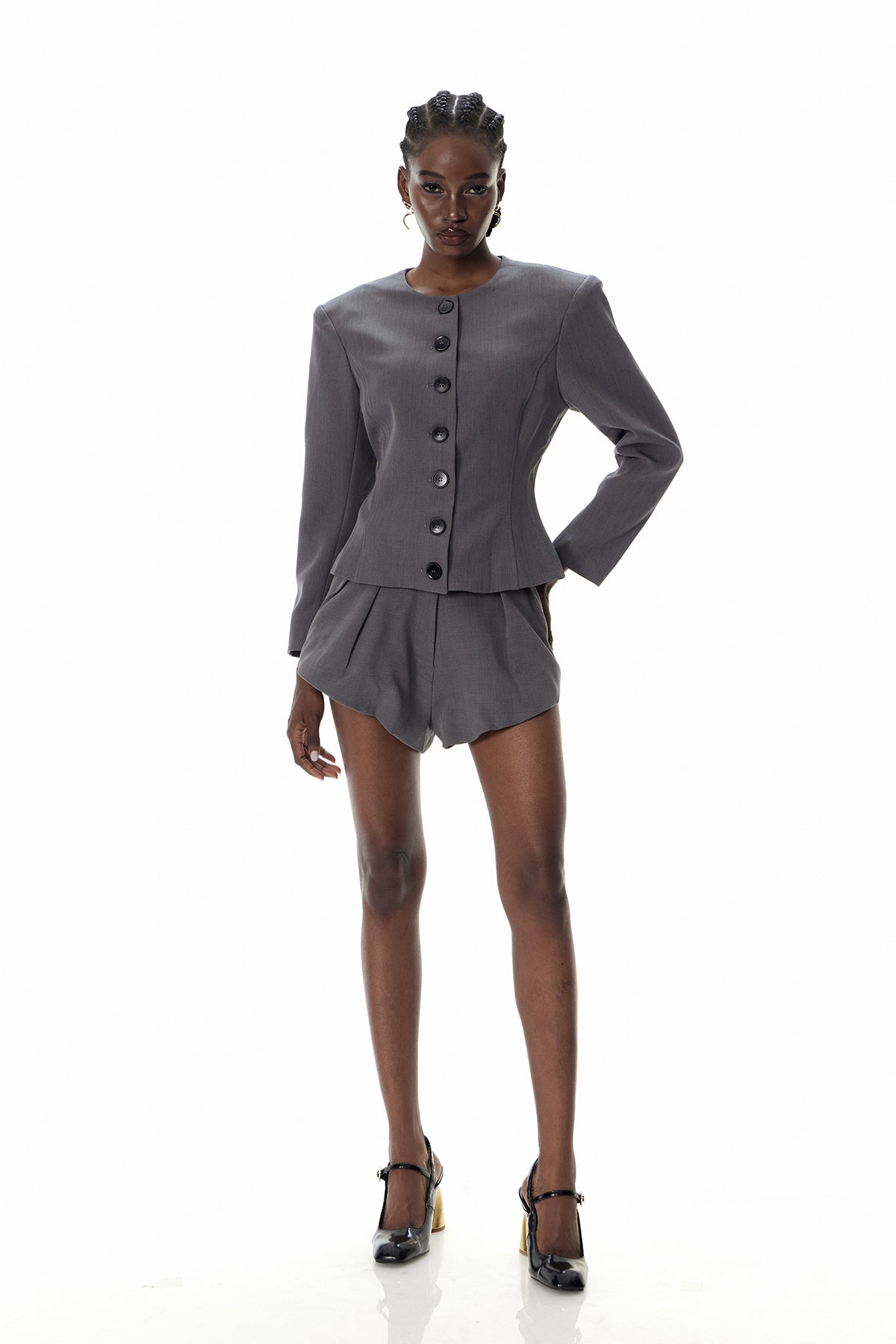 Behnam Crew Neck Button Pants Set