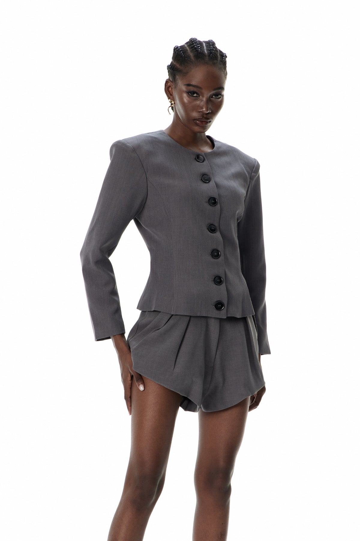 Behnam Crew Neck Button Pants Set