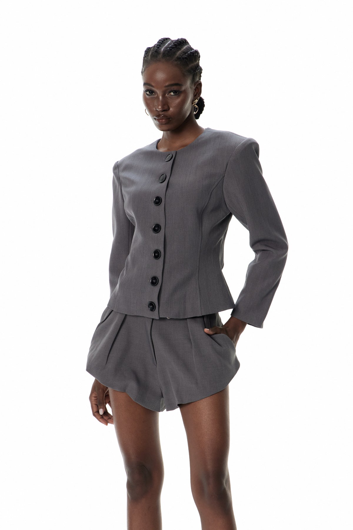 Behnam Crew Neck Button Pants Set