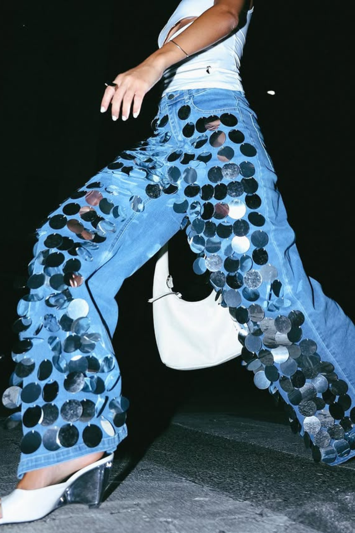 Bell Sequin Embellished Jeans