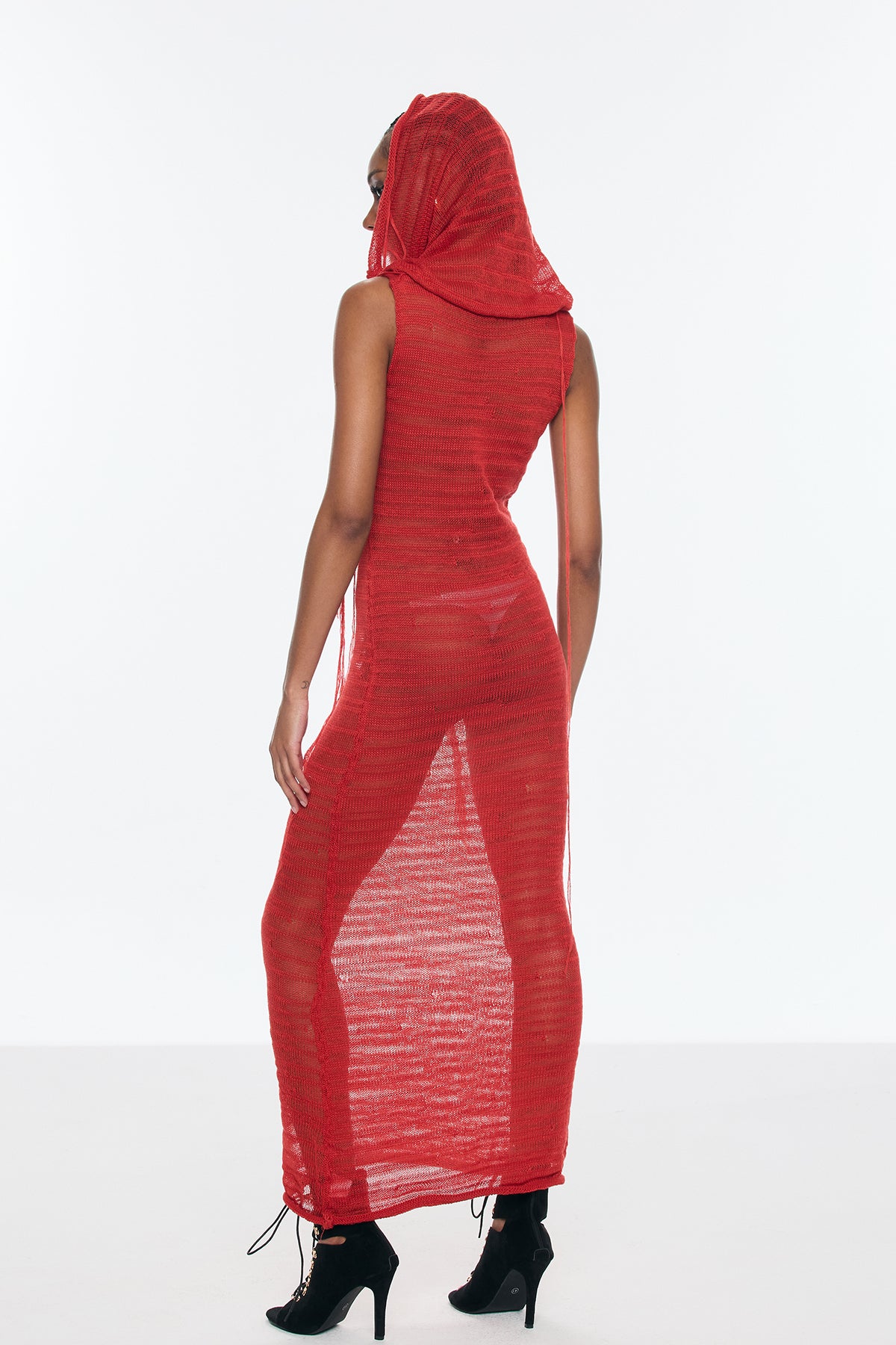 Benigna Cutout Hooded Fringe Maxi Dress