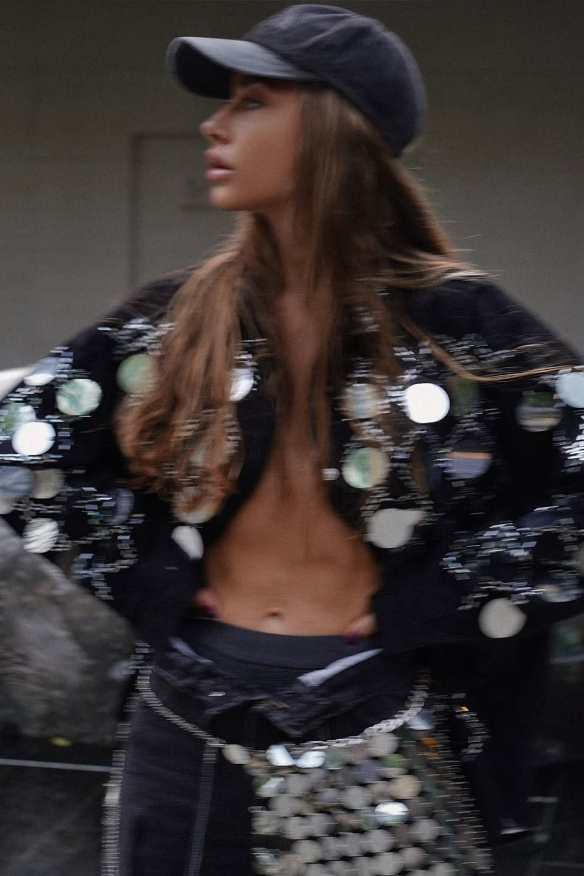 Benoni Sequin Grid Rhinestone Denim Pants Set