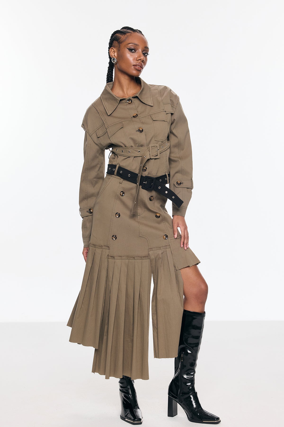Bente Buckle Asymmetric Cargo Skirt Set