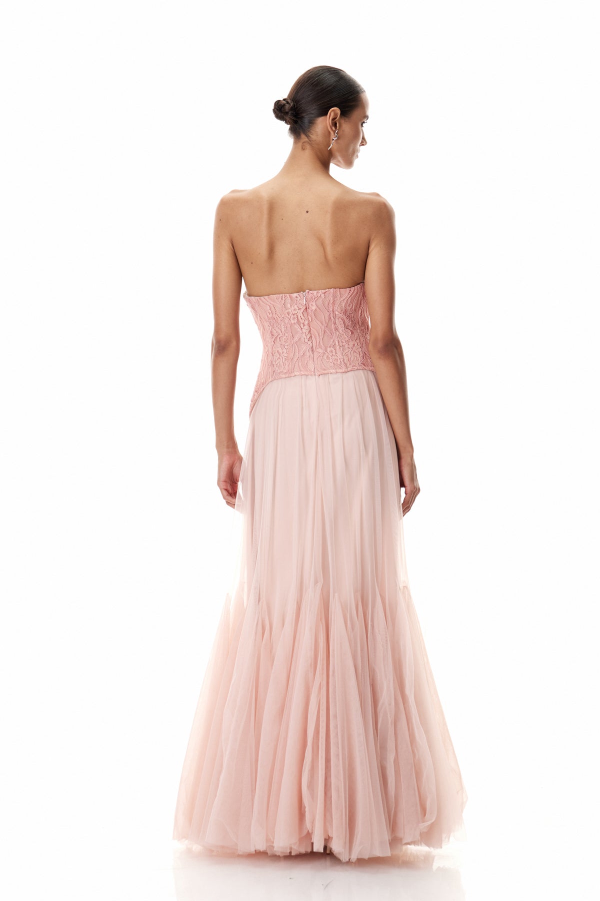 Beppe Lace Corset Tulle Dress In Blush