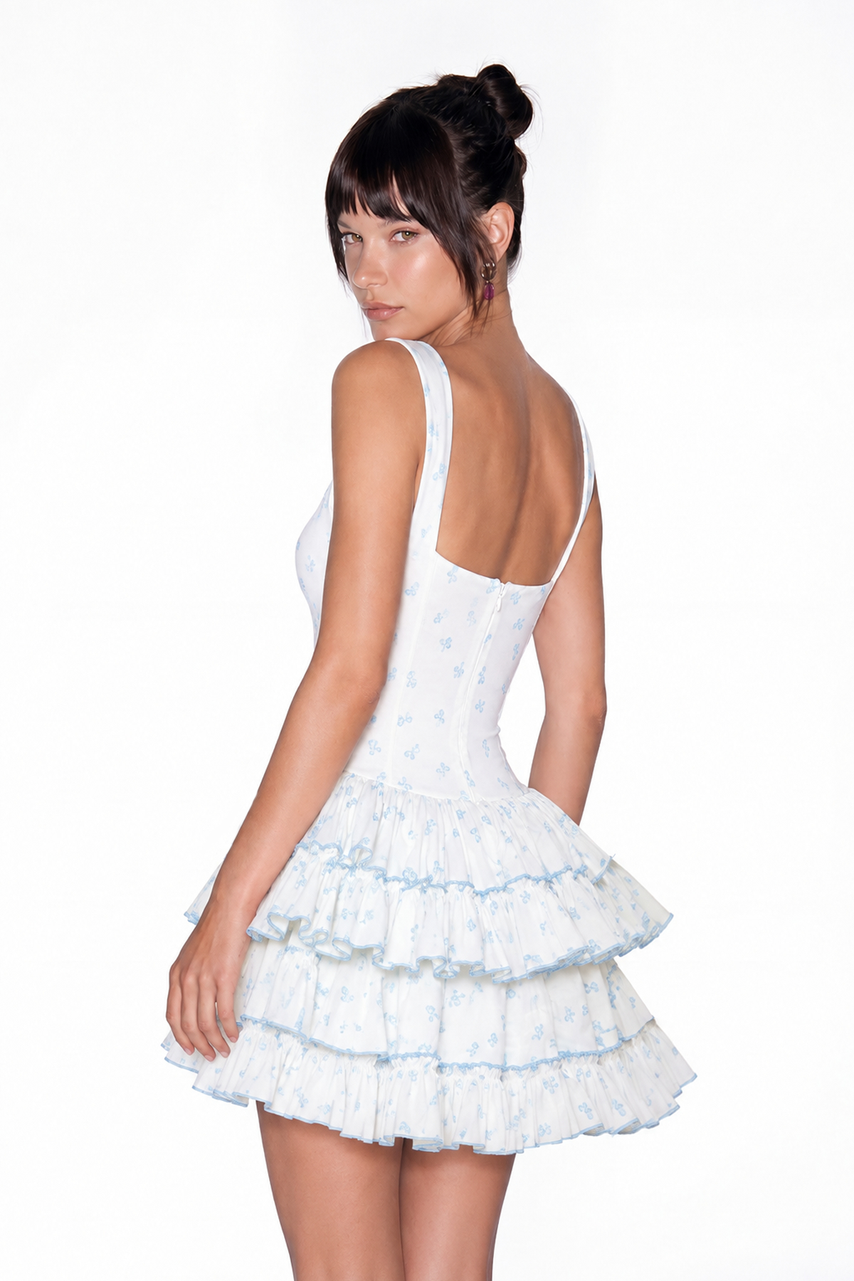 Berkeley Ruffle Mini Dress In White
