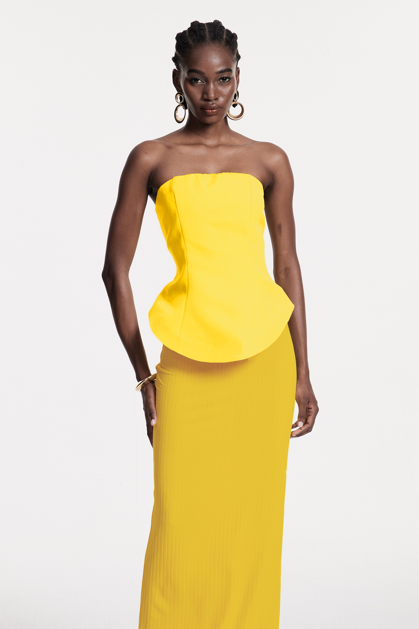 Bern Strapless Maxi Skirt Set In Lemon