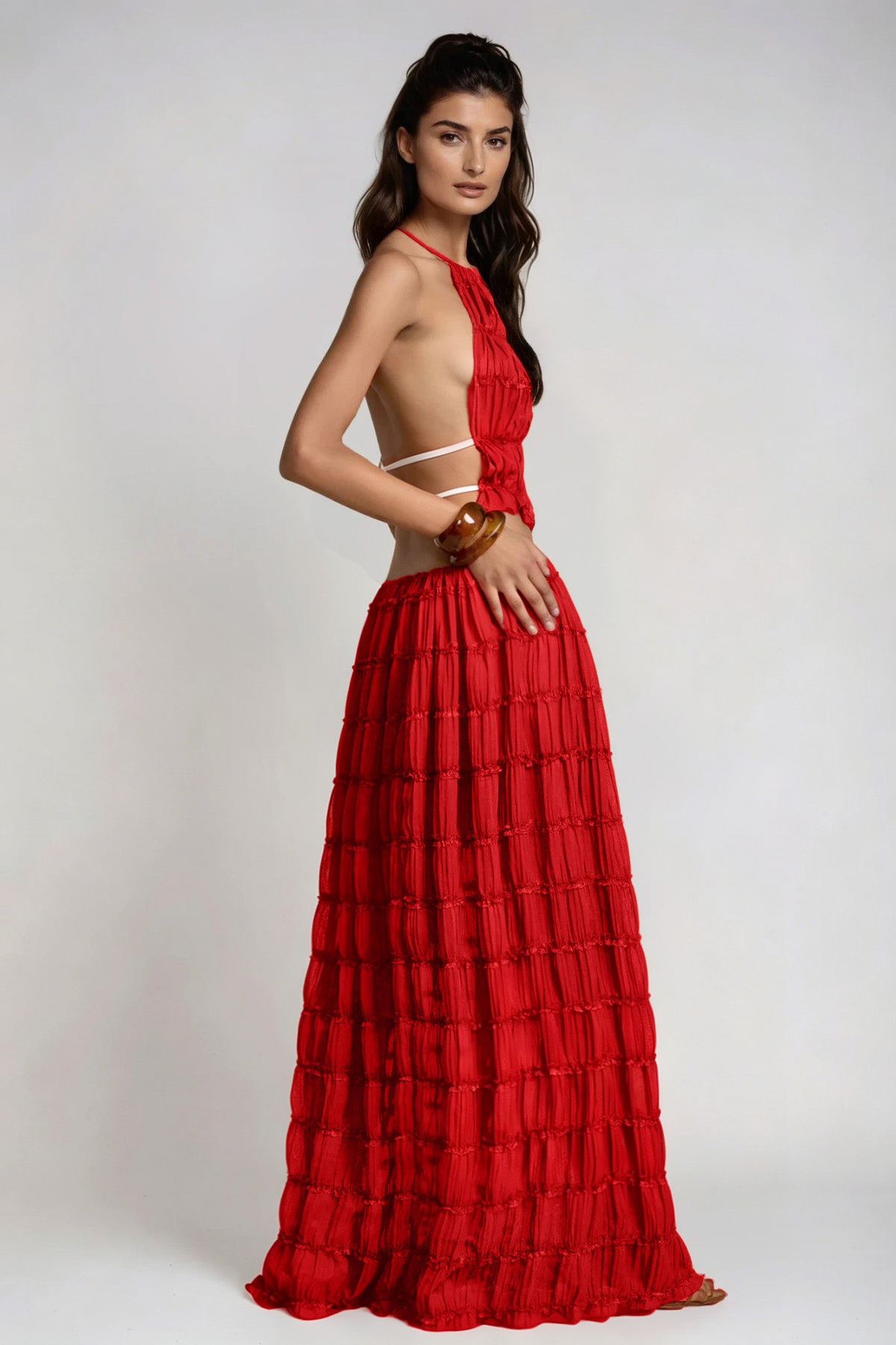 Bernt Ruch Backless Skirt Set In Red