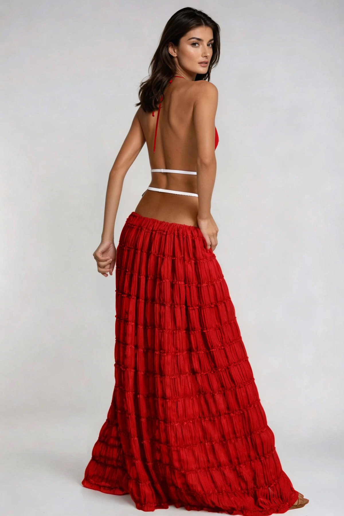Bernt Ruch Backless Skirt Set In Red