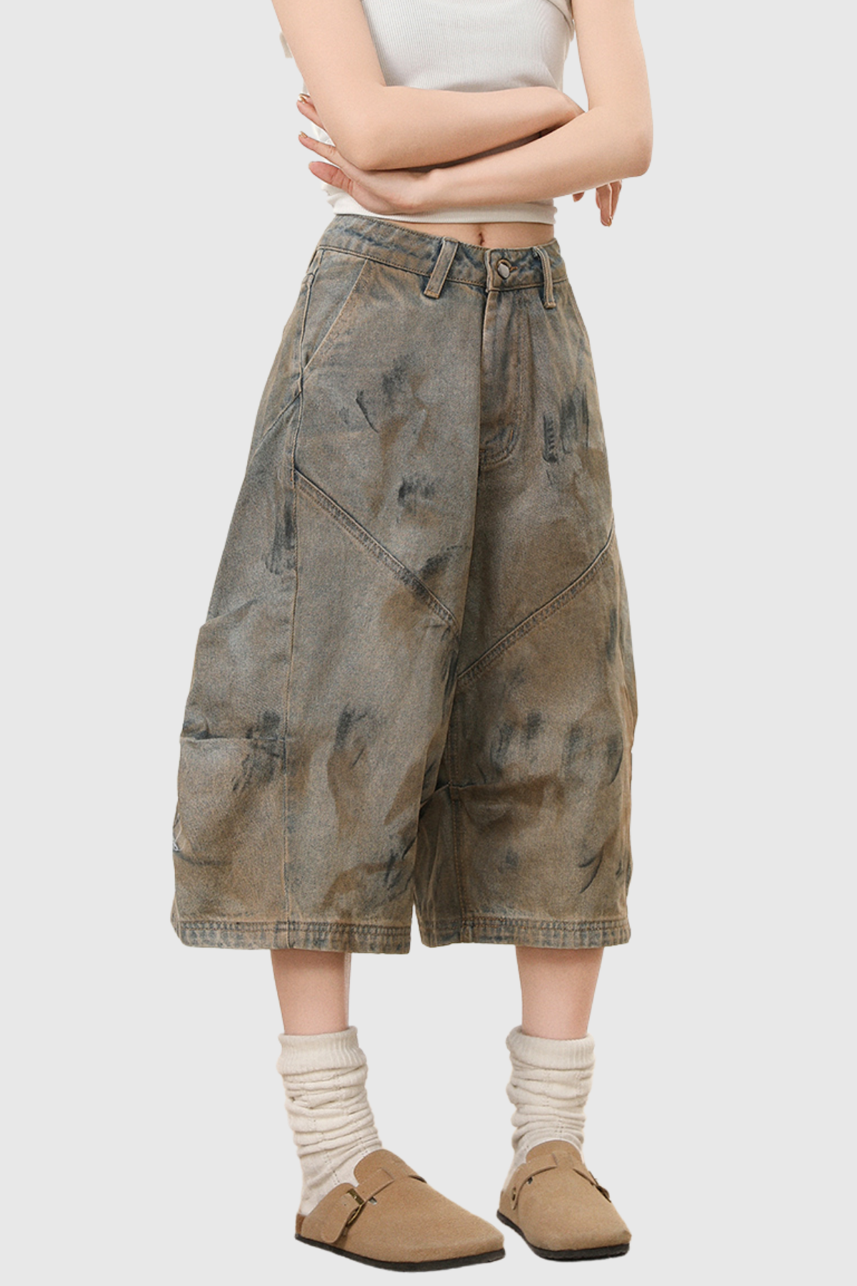 Bertille Print Ruch Midi Jeans