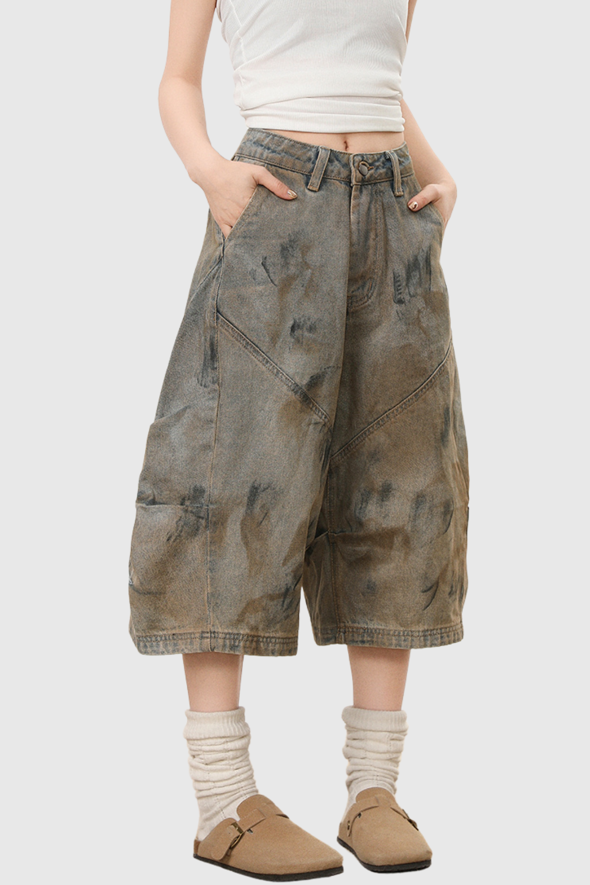 Bertille Print Ruch Midi Jeans