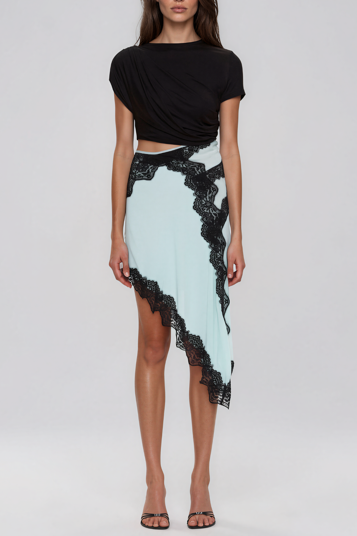 Bess Asymmetric Lace Cutout Midi Dress