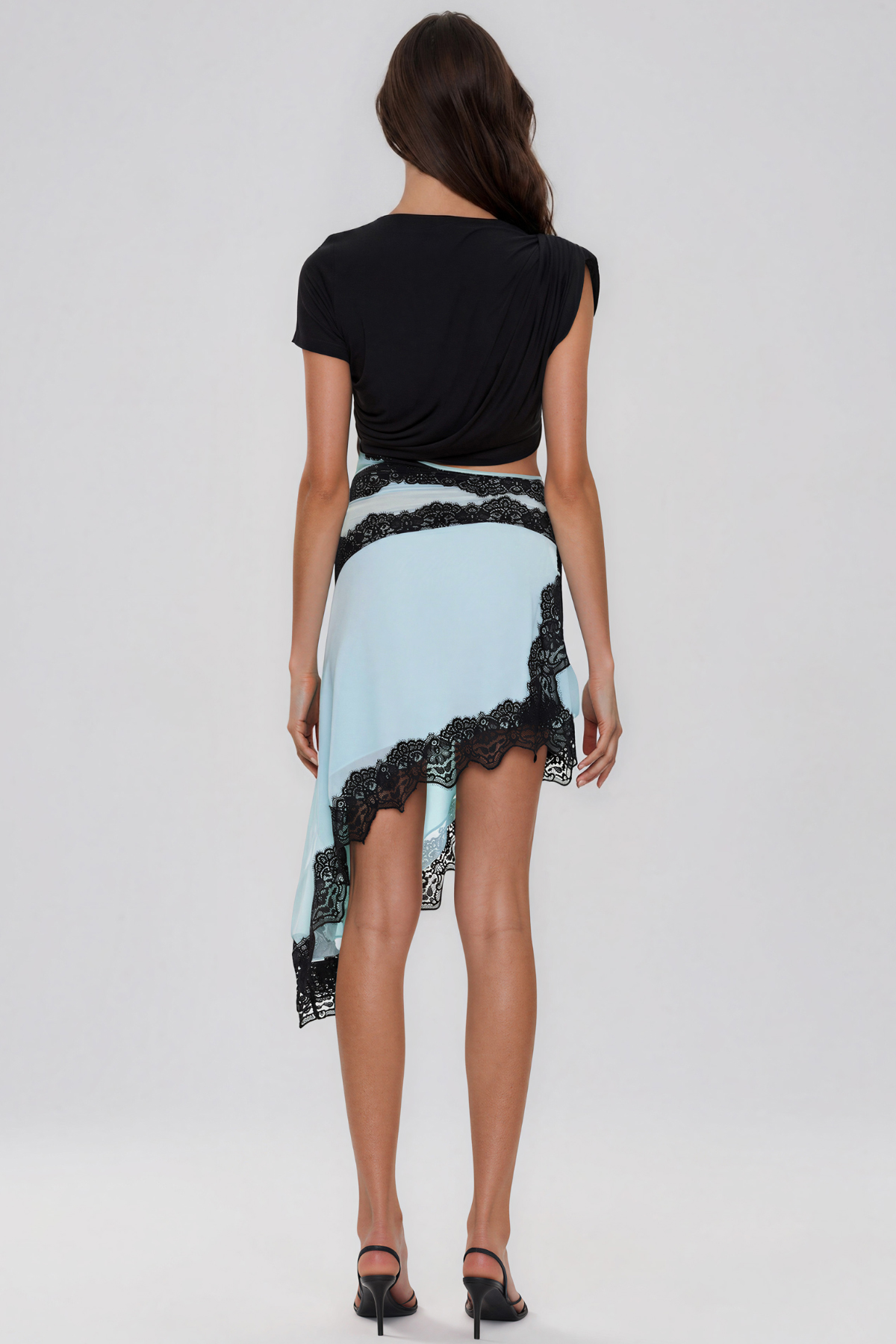 Bess Asymmetric Lace Cutout Midi Dress