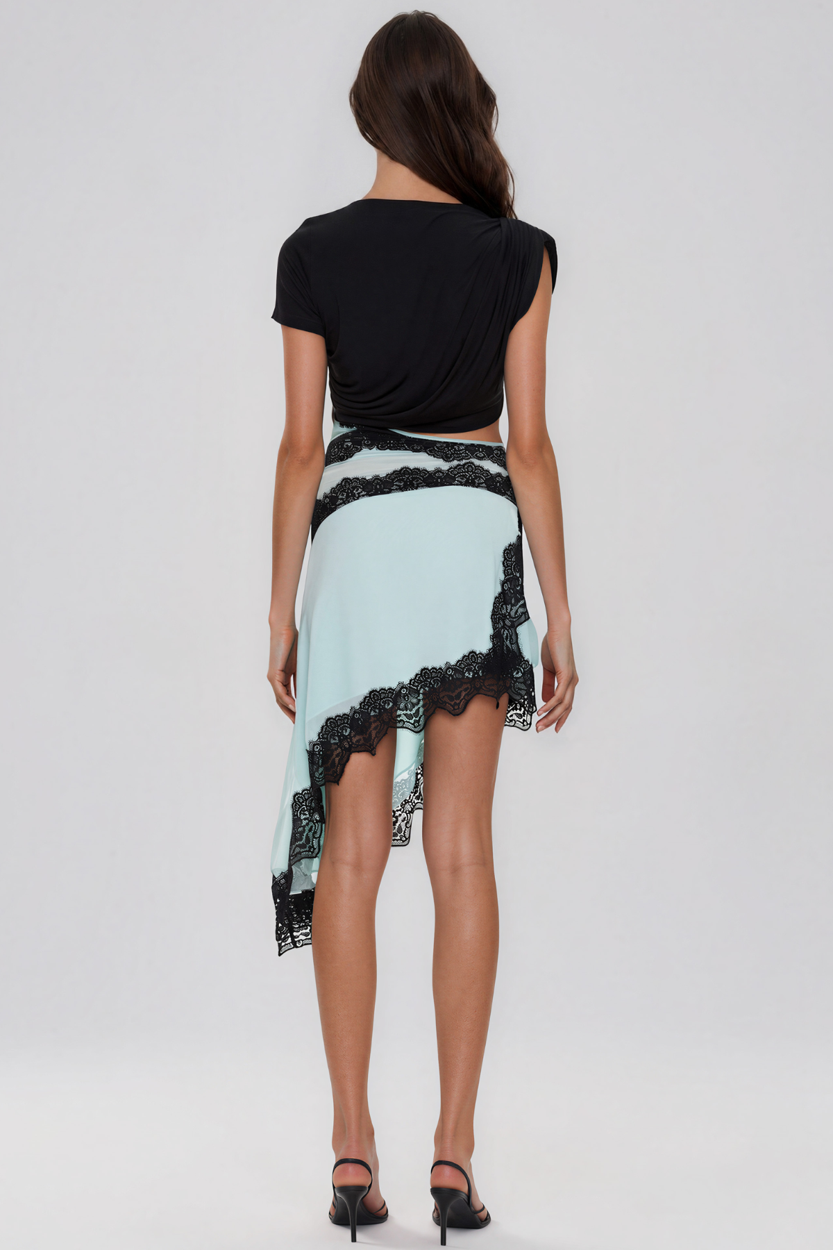 Bess Asymmetric Lace Cutout Midi Dress