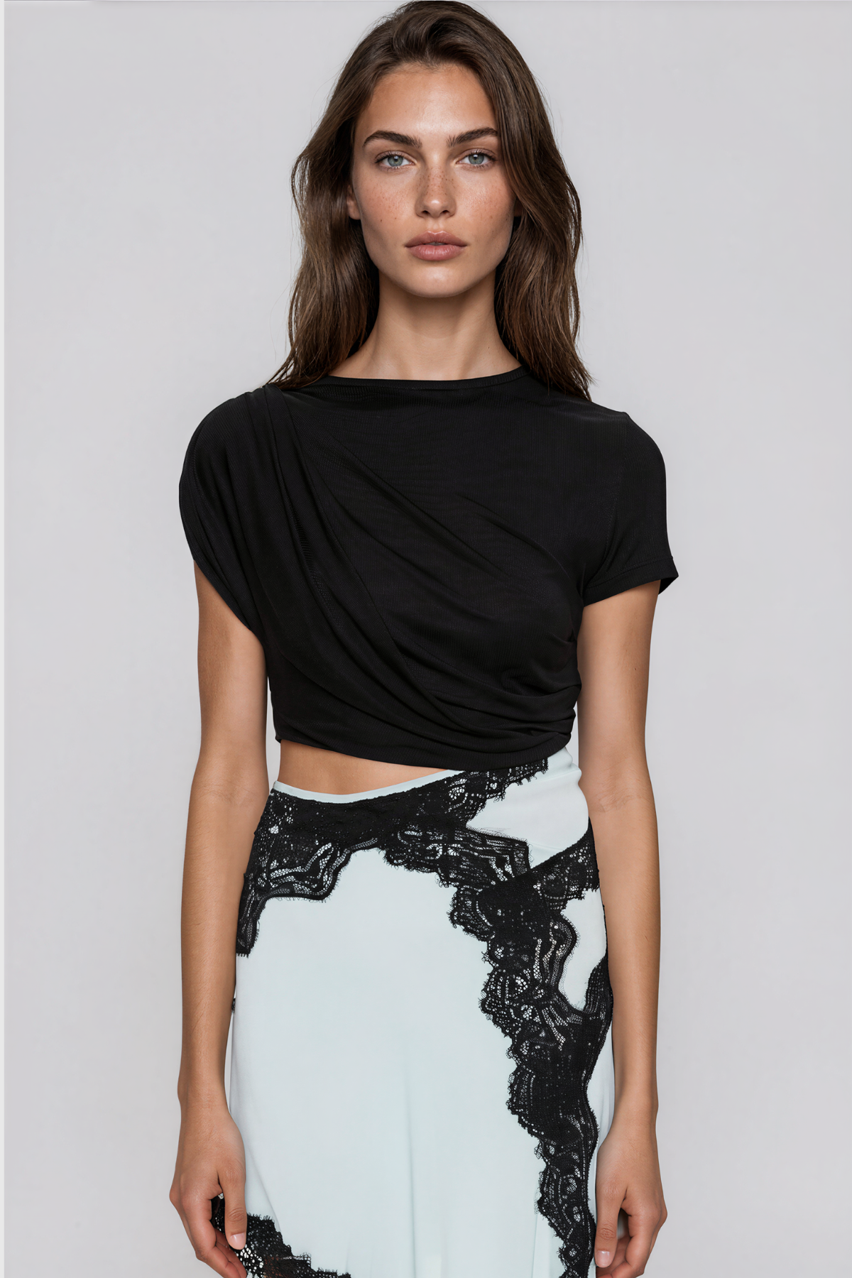Bess Asymmetric Lace Cutout Midi Dress