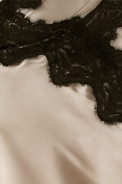 Bess Asymmetric Lace Satin Maxi Dress In Beige