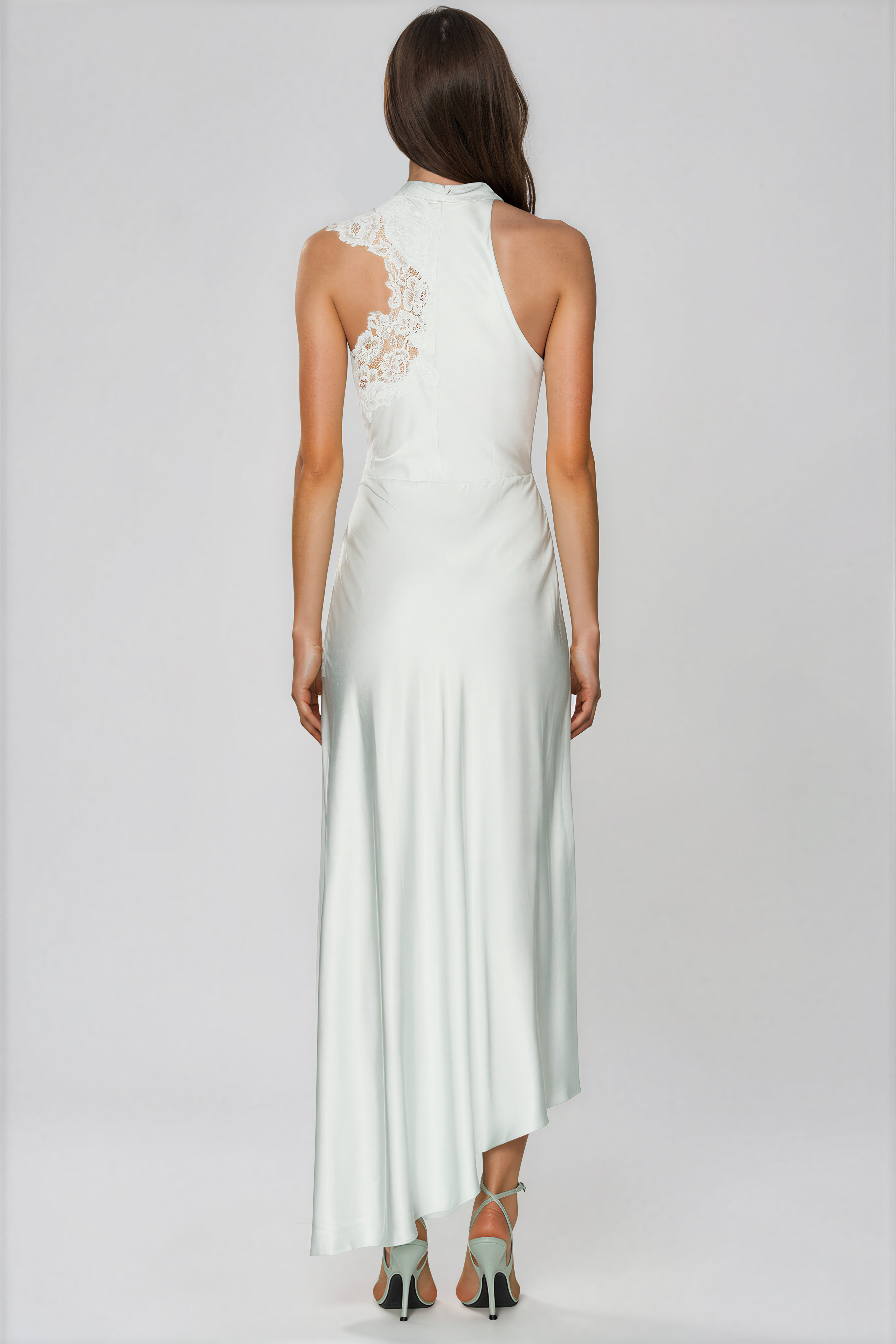 Bess Asymmetric Sleeveless Satin Maxi Dress