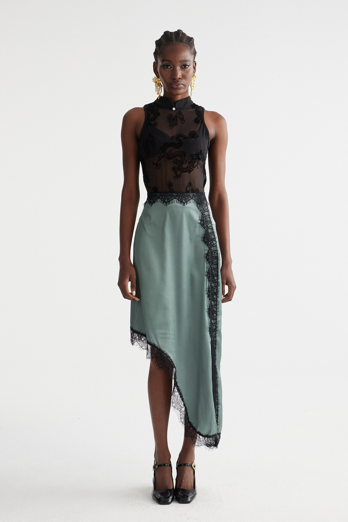Bess Asymmetric Split Maxi Skirt