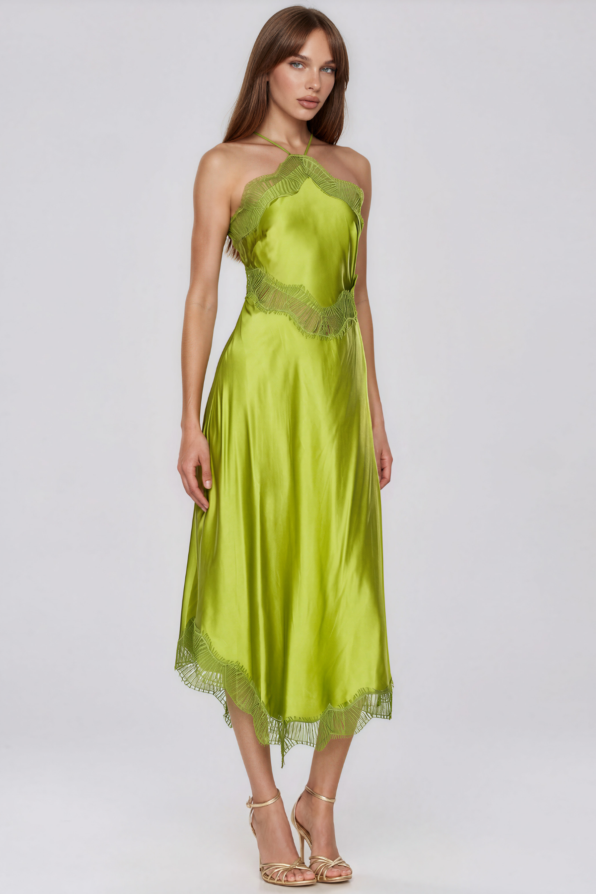 Bess Backless Lace Satin Maxi Dress