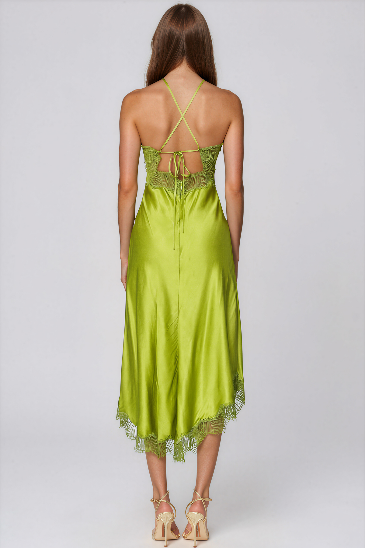 Bess Backless Lace Satin Maxi Dress