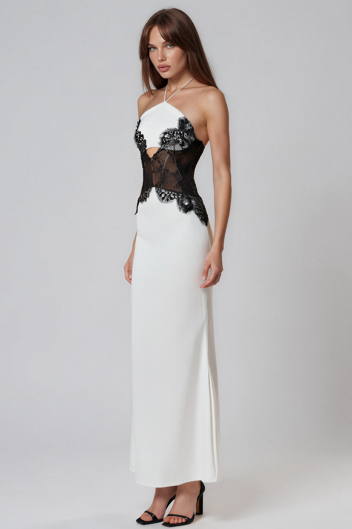 Bess Halter Neck Lace Cutout Maxi Dress