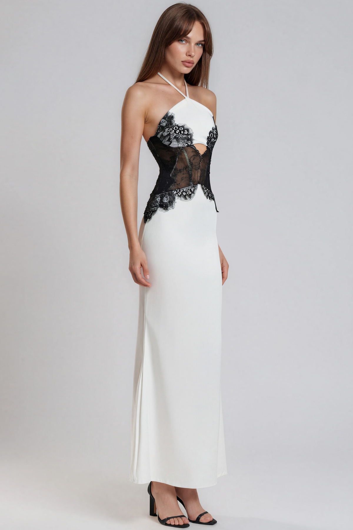 Bess Halter Neck Lace Cutout Maxi Dress