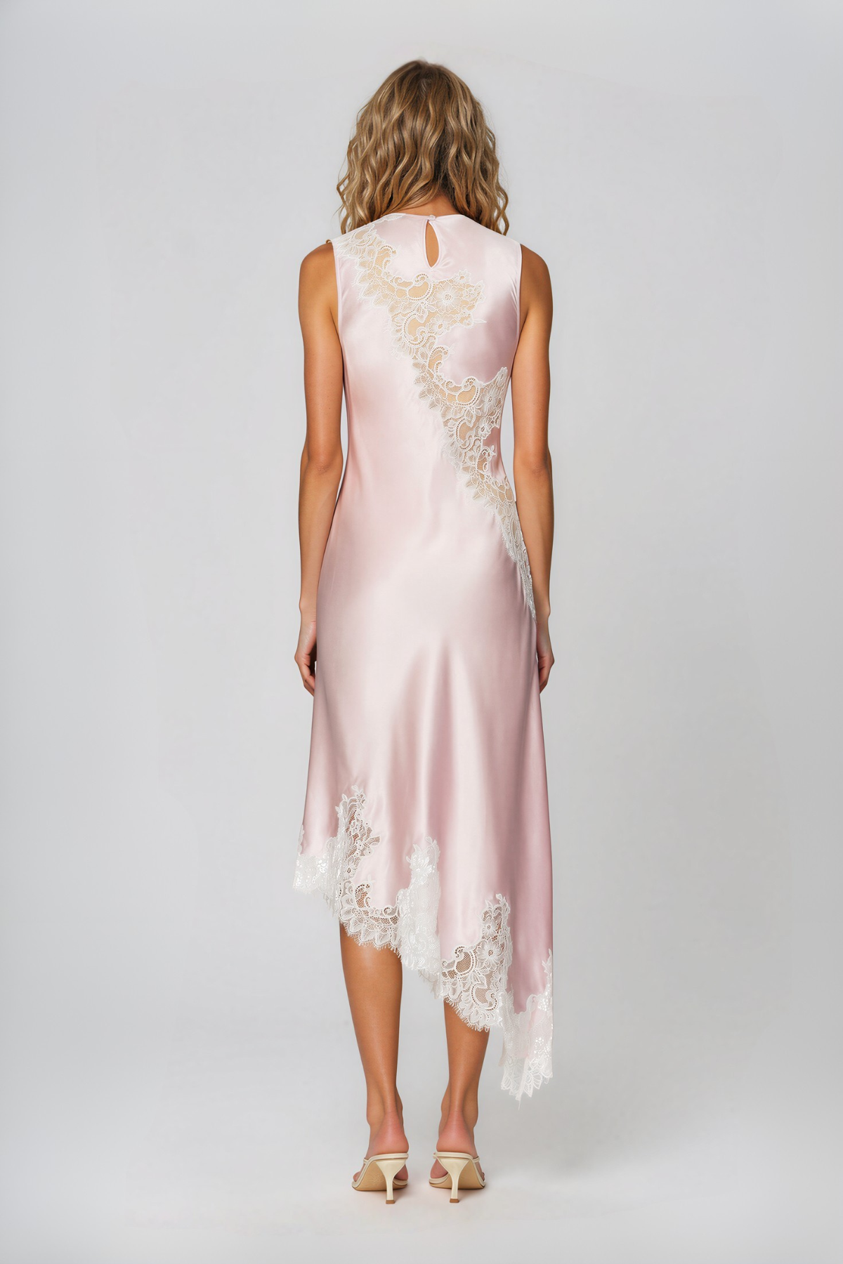 Bess Halter Neck Lace Satin Midi Dress