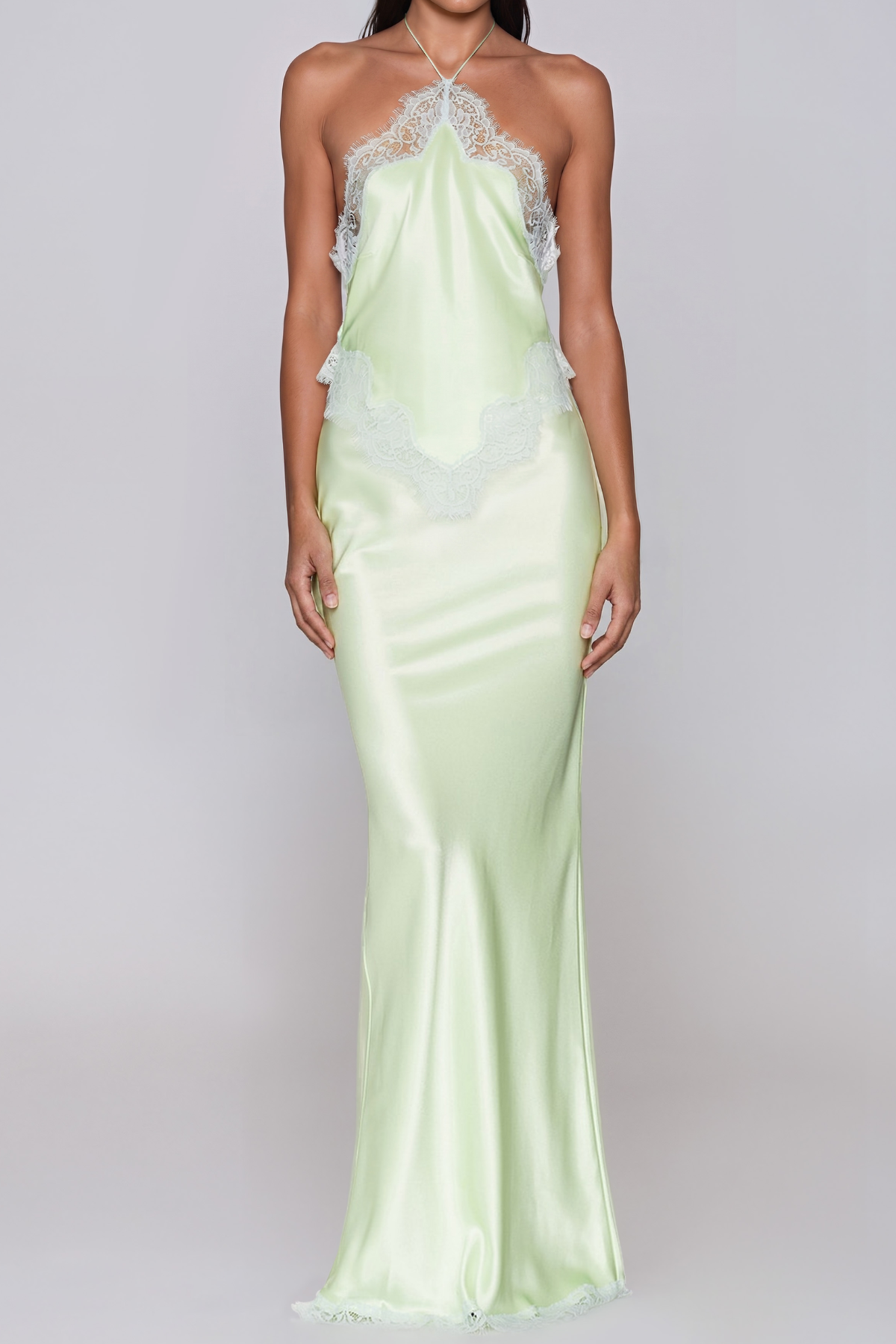 Bess Halter Neck Satin Maxi Dress