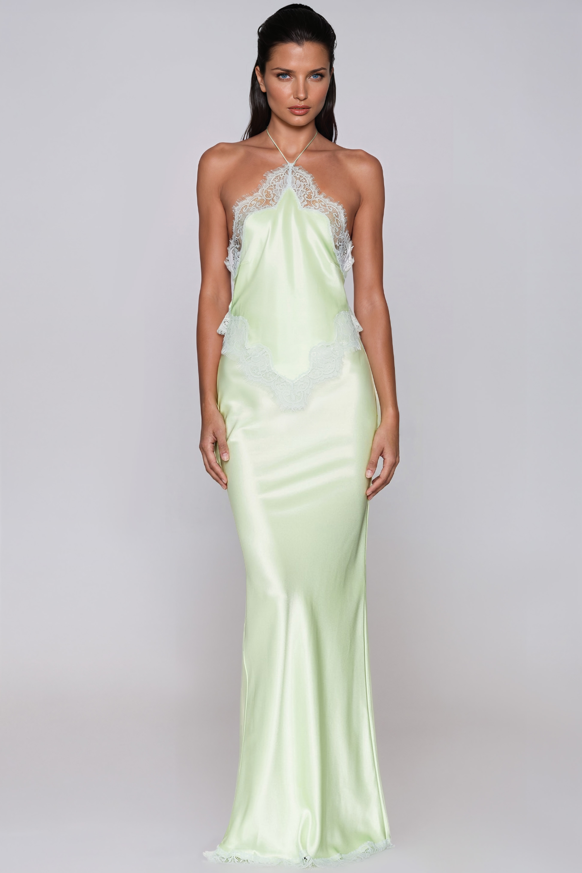 Bess Halter Neck Satin Maxi Dress