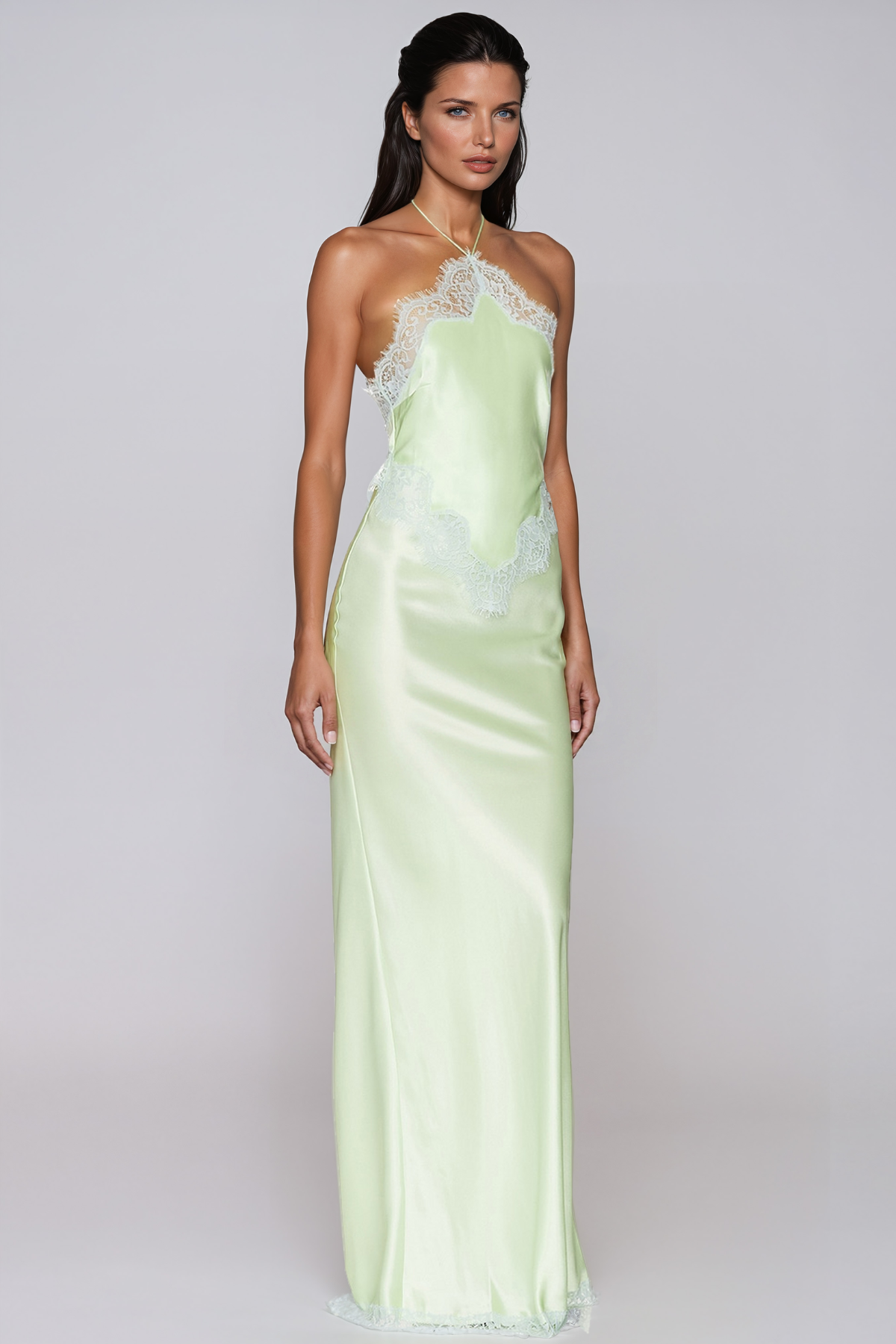 Bess Halter Neck Satin Maxi Dress