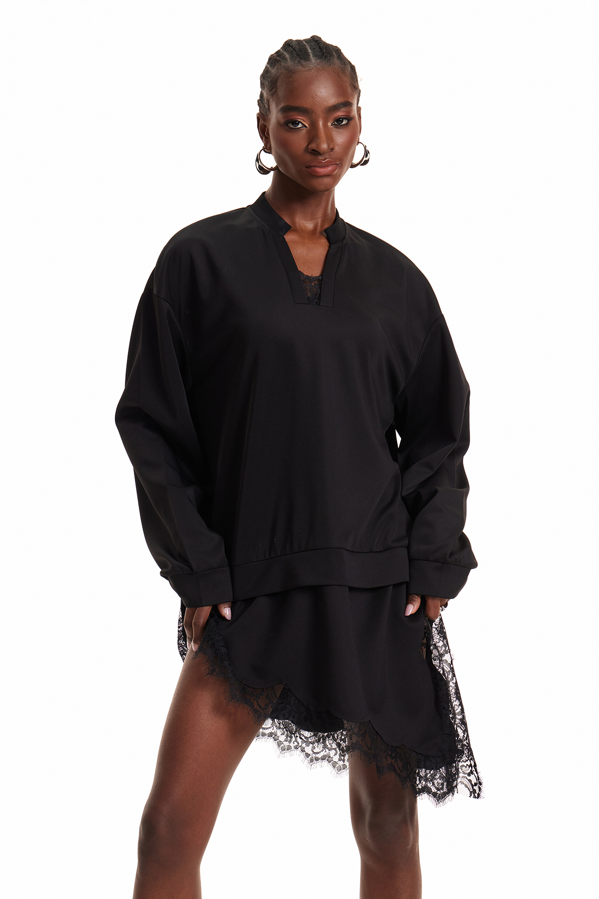 Bess Lace Asymmetric Skirt Set