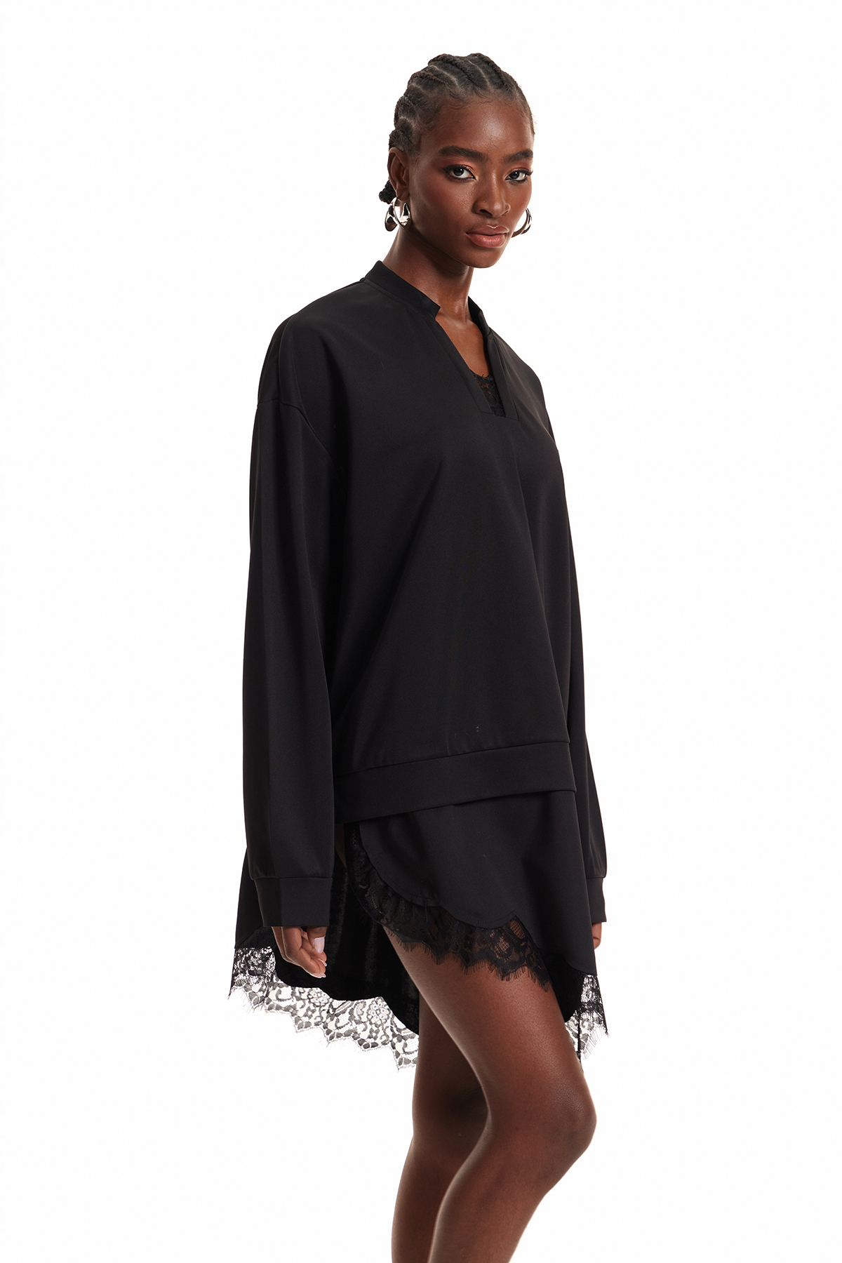 Bess Lace Asymmetric Skirt Set