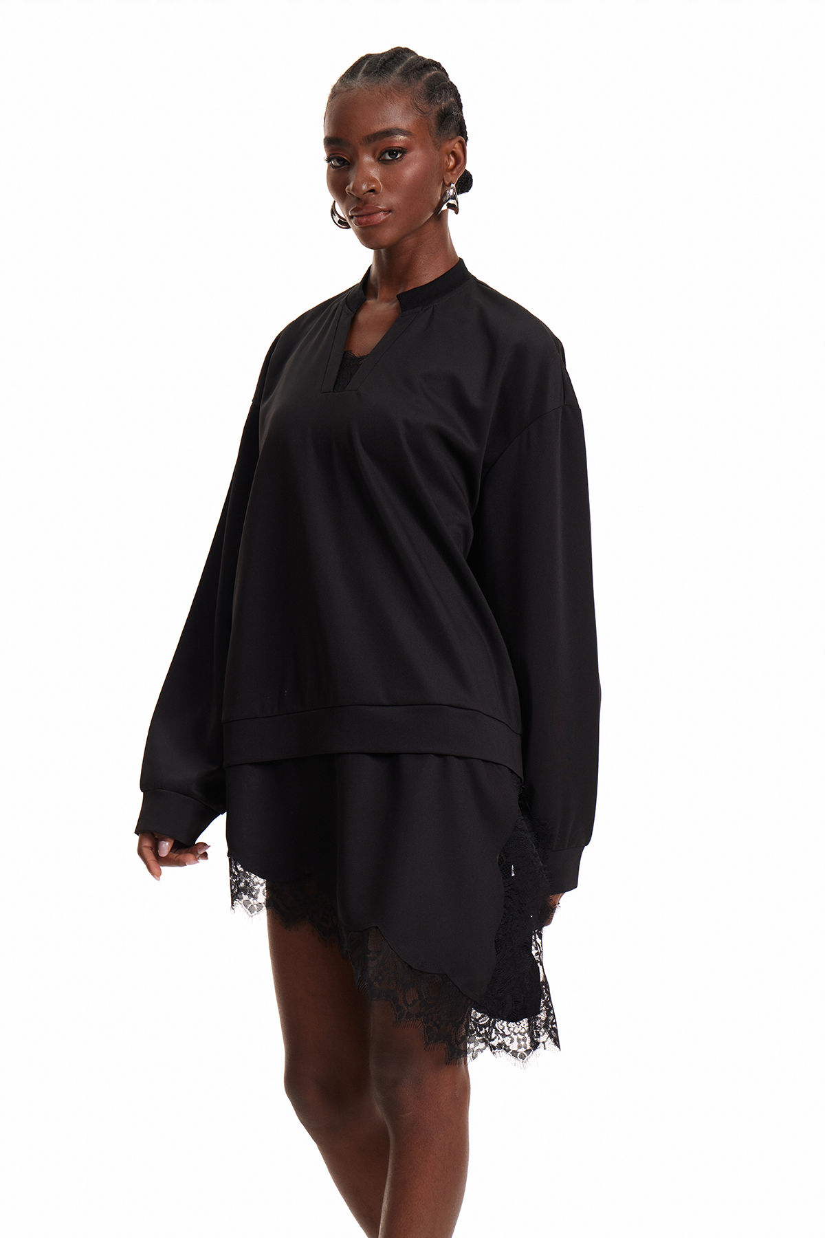 Bess Lace Asymmetric Skirt Set