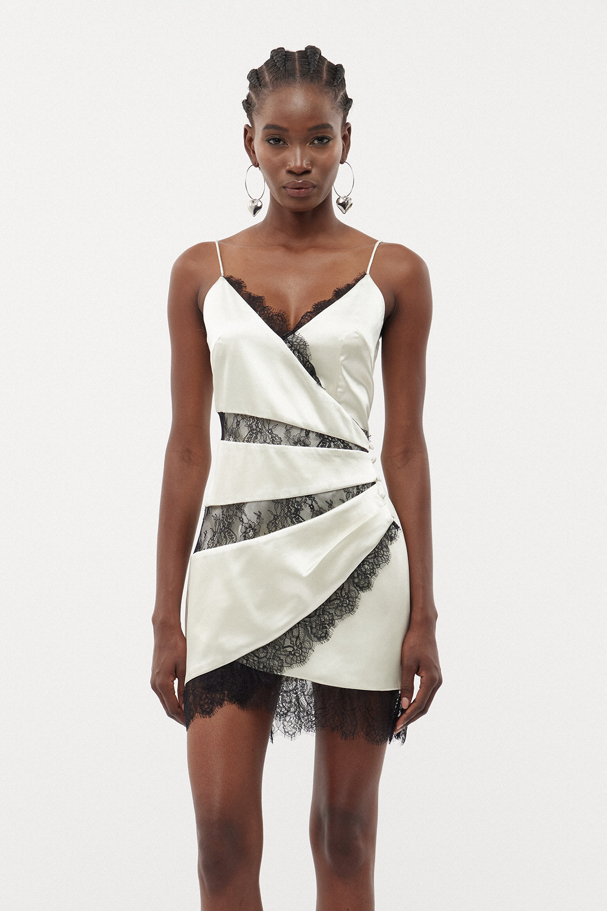 Bess Lace Satin Mini Dress