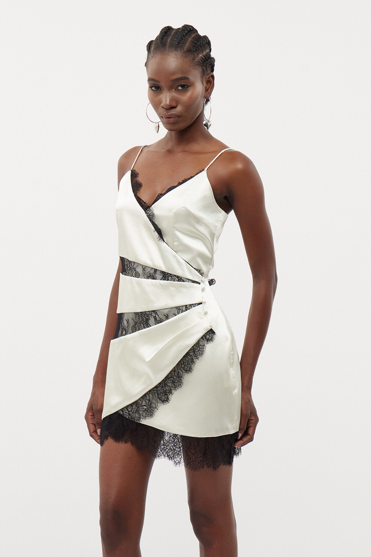 Bess Lace Satin Mini Dress